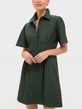 Tuckernuck  Metallic Green Plaid Mini Delaney Dress